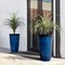 23.75"H Set of 4 Oversized Wavy Texture Cobalt Blue Tall Plastic Planter